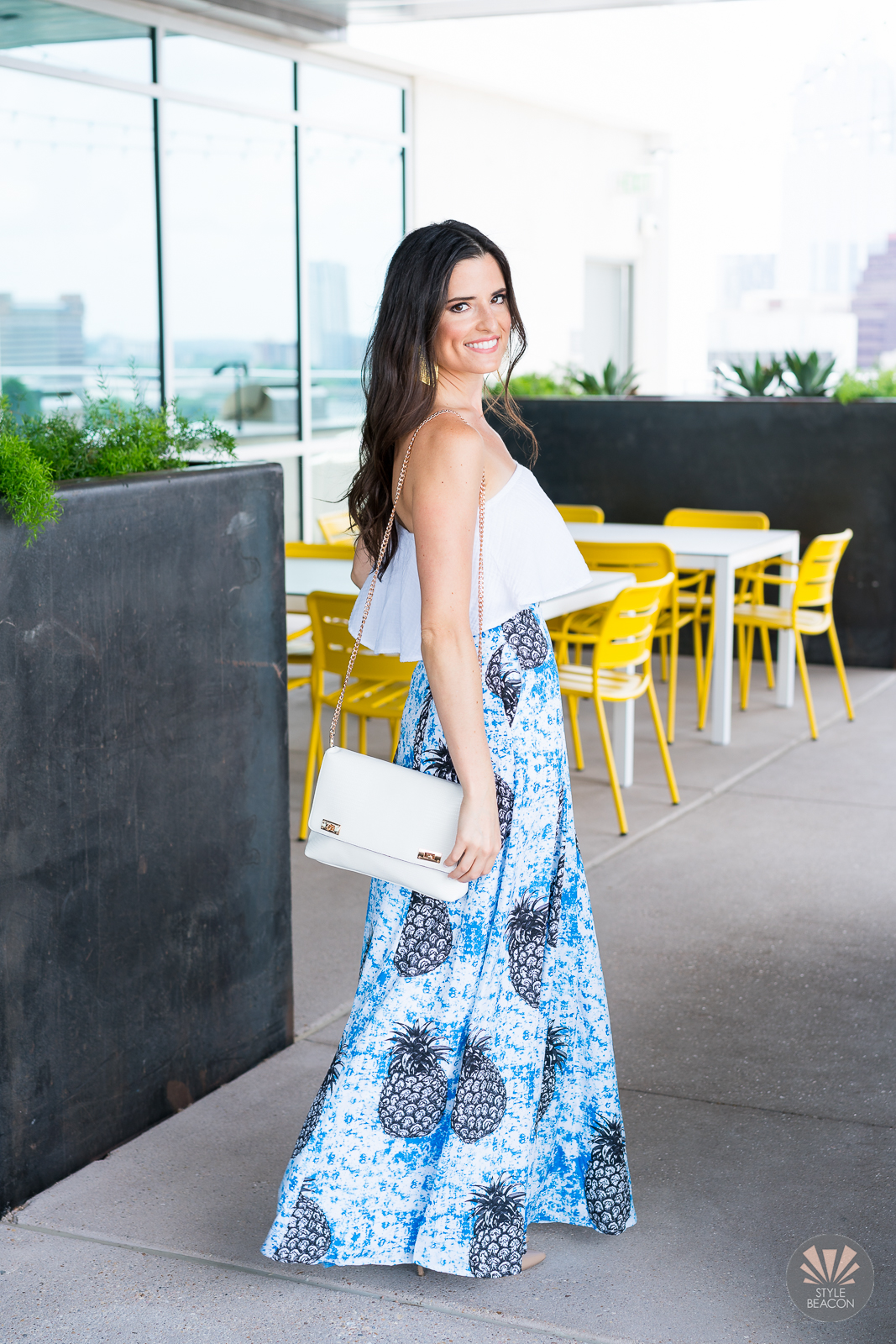 pineapple-maxi-skirt-with-white-blouse